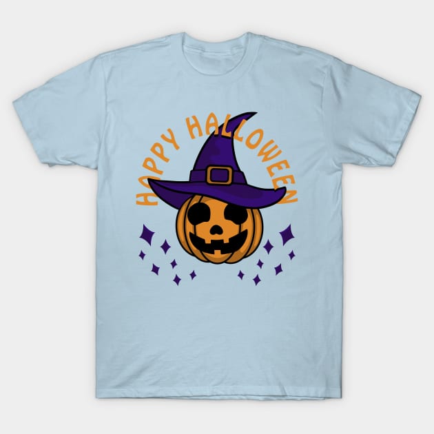 HAPPY HALLOWEEN JACK 'O LANTERN WEAR THE WITCH HAT T-Shirt by OXVIANART